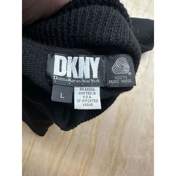 Donna Karan New York Turtleneck Sweater Dress 100% Wool Sz Large Short Slv DKNY - Picture 3 of 5